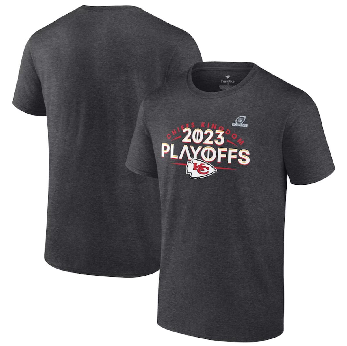 Men's Kansas City Chiefs Heather Charcoal 2023 Playoffs T-Shirt